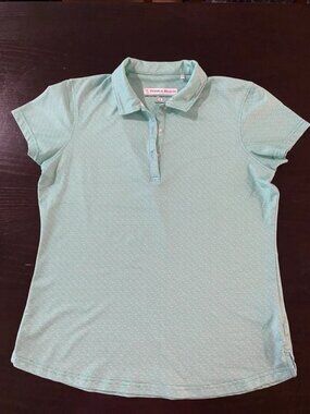 Pebble Beach Dry-Luxe Golf Polo Women's Small Mint Green Stripe